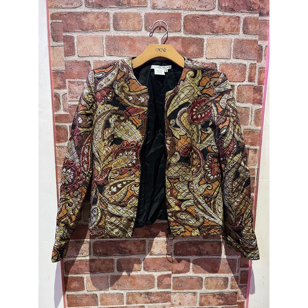 Maggy London Womens Size 4 100% Silk Long Sleeve Full‎ Zip Paisley Jacket Casual